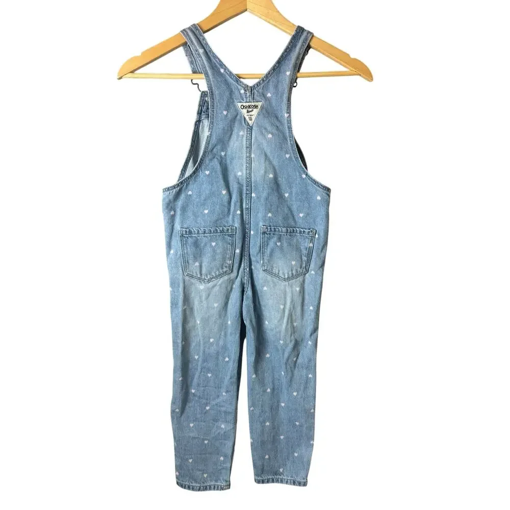 Oshkosh Overalls Denim Hearts Girls Size 4